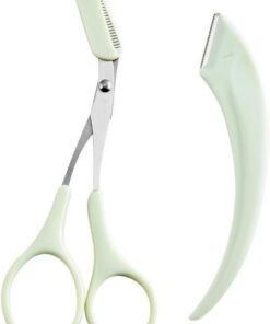 Kit de recorte de cejas, tijeras y maquinilla de afeitar de acero inoxidable con peine, herramientas profesionales de aseo de cejas para dar forma precisa, apto para principiantes (verde)