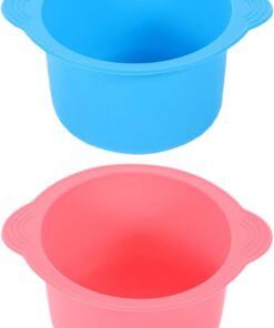 Ciieeo Calentador de Cera Silicona 2 Piezas 400 Ml Rosa y Azul Resistente Altas Temperaturas Recipiente Reutilizable para Depilación Profesional y Terapias Faciales