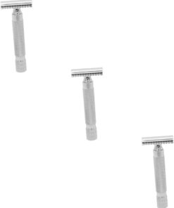 Healeved 3piezas Afeitadora De Seguridad Inoxidable Para Hombres Diseño Texturizado Para Irritación Para Profesional y Casa