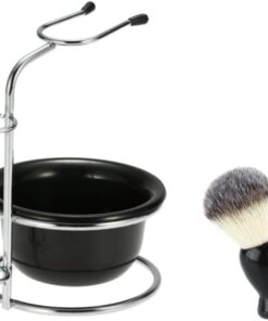 Juego de Soporte para Brocha de Afeitar con Taza, Abs Negro, Base Antideslizante, Adecuado para Baño, Organiza y Estabiliza el Afeitado Color Aleatorio