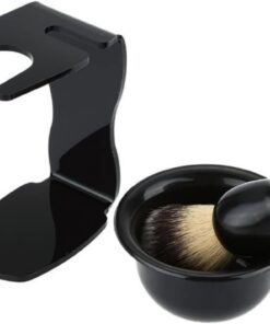 Juego de Cepillo para Bigote de Plástico y Nylon Cuenco y Soporte, Ligero y Fácil de Limpiar, Adecuado para Afeitar en Casa