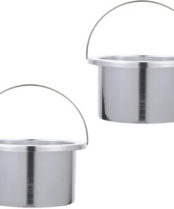 Healeved Recipiente para Derretir Cera de Aluminio Alta Eficiencia y Diseño Resistente Mango Paquete de 2 Piezas Olla Antiadherente para Máquina de Depilación