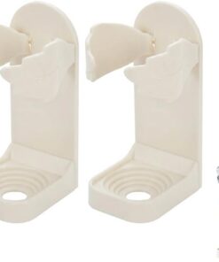 2 soportes para maquinilla de afeitar de montaje en pared, organizador de baño sin taladro, soporte de hoja de afeitar para afeitadora eléctrica y cepillo de dientes, color blanco