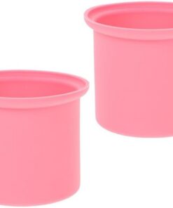 Cuenco de Silicona para Fundidor de Cera, Fondo Plano, 4 Pcs Rosa | Repuesto Reutilizable, Uso en Salón y Depilación, Resistencia a Altas Temperaturas