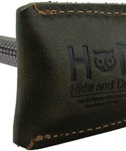 Funda protectora de doble filo de piel para cabeza de afeitadora, hecha a mano, color jade oscuro