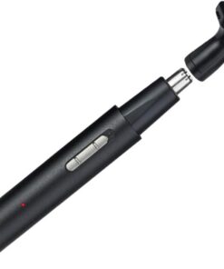 Recortador de Pelo de Nariz Eléctrico de Aluminio Negro Dos Cabezales, Recargable por Usb, Fácil de Llevar Afeitar Patillas