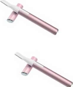 Healeved 2piezas Recortadora De Cejas Forma De Bolígrafo Facial Recortadora Cosmética Para Mujeres Rosa