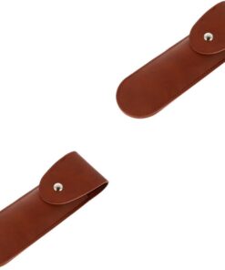 Healeved 2piezas Estuche De Pu De Cuero Para Afeitadora Manual Funda y Ligera Para Viajes y Almacenamiento Diario Protección y Diseño Elegante Color Marrón