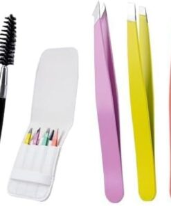 Alyvisun 5 Pcs Pinzas Depilar Profesionales, Portátil Acero Inoxidable Pinzas Cejas, Recubrimiento Antideslizante de Textura, Cabello Ingown para Hombres y Mujeres (Multicolor) (Paquete de 2)