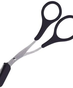 Cortadora de cejas de acero inoxidable, tijeras recortadoras de cejas de acero inoxidable con peine, para depilación de mujeres y hombres, herramienta de maquillaje removedor de cejas (negro)