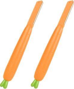 STOBAZA 2 Piezas Depiladora de Cejas Recortador Facial de Cejas Portátil, Acero Inoxidable y Plástico, Forma de Zanahoria, Naranja, Compacta, para Viaje y Hogar, para Principiantes