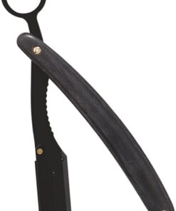 Maquinilla de Afeitar Plegable para Barba, Acero Inoxidable | Negro, Mango de Madera, Instalación y Retirada Sencillas, Estilo Vintage para Peluquería y Uso Manual