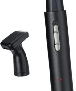 Happyyami Recortador Eléctrico de Vello Nasal Negro Cabezal Giratorio y Aluminio, Recortadora Segura y Cómoda para Patillas y Vello Facial, Recargable USB