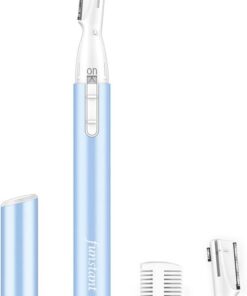 Recortadora de cejas mejorada, recortadora de vello facial de precisión para mujer, funciona con pilas, maquinilla de afeitar eléctrica con peine, sin sensación de tirones, indolora para