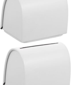 Estuche Portátil de Hierro para Cuchillas de Afeitar, Blanco | Viaje y Aseo Casa, Formato 2 Piezas, Diseño Metálico Compacto para Hombres