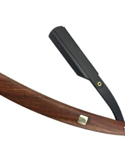 Maquinilla de Afeitar Recta 2 Piezas de Metal Mango de Madera para Hombre | Estilo Vintage y Chic, Portátil y Fácil de Abrir, para Peluquerías y Barberías