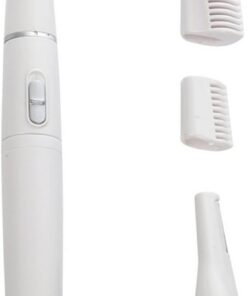 STOBAZA Recortador Eléctrico de Cejas y Vello Nasal, Depiladora de Cejas, Abs, Blanco, Cabezales Intercambiables, Botones Deslizantes