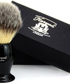 Haryali London Brocha de afeitar Pelo sintético Tejón & Cepillo base negro para los hombres