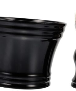 Kit de Afeitado para Hombres de 2 Piezas en Abs Negro | Brocha para Barba y Cuenco para Jabón, Diseño Retro Portátil, Fácil de Limpiar