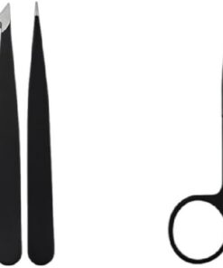 Juego de 5 pinzas para cejas con tijeras curvadas de acero inoxidable, herramientas para quitar cejas, herramienta de depilación de pelo, juego de pinzas para cejas