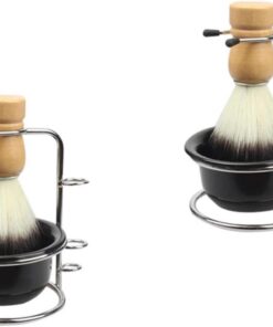 Healeved 2juegos Profesional Soporte Para Cepillo Tazón De Afeitar De Inoxidable y Kit De Accesorios Para Cuidado Personal