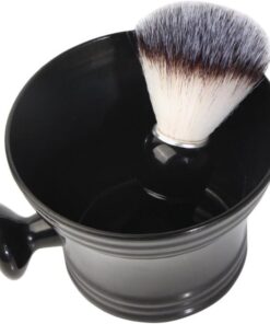 Set de Afeitado Masculino Negro de 2 Piezas con Brocha | Abs y Nylon, Cuenco para Espuma Incluido, Herramienta Manual para Grooming y Uso Doméstico