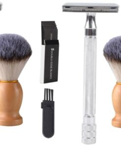 Healeved 2juegos Kit De Clásico Con Maquinilla De Afeitar Manual Cepillo Para Barba y Accesorios De Limpieza Para Cuidado Personal y Preciso