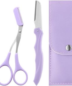 Tijeras recortadoras de cejas con peine de acero inoxidable para cejas, tijeras de pelo para principiantes, herramienta de maquillaje