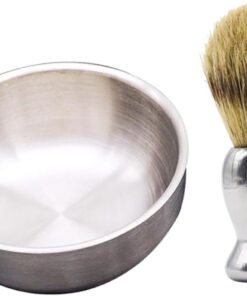 Juego de Cuencos para Brochas de Afeitar de Acero Inoxidable Plata 2piezas | Nylon, Gran Capacidad y Espacio de Espuma, Ligero y Portátil, Diseño Moderno para Uso Doméstico