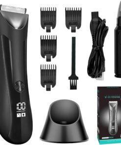 Recortadora de afeitado eléctrica impermeable IPX5 para hombre, recortadora de ingle con recortadora de pelo de nariz, cabezal de hoja de cerámica reemplazable, peluquero corporal para