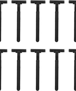 STOBAZA Afeitadoras Desechables para Cuerpo y Brazos 10 Piezas Acero Carbono Doble Capa Antideslizante Color Negro Recortadora de Vello Corporal para Hombres y Mujeres Uso Personal y