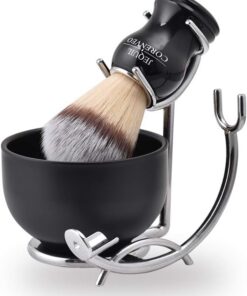 Juego de afeitado de lujo para hombres, 3 en 1 incluye cepillo de afeitar, cuenco de afeitar, afeitar, soporte de cepillo y cepillo