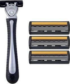 1 maquinilla de afeitar de seguridad de acero inoxidable con 3 cuchillas intercambiables: ideal para depilación corporal, duradera y fácil de usar