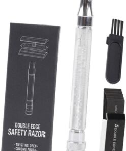 Healeved Kit de Afeitadora Manual para Hombre de Metal Doble Hoja, Diseño Ligero y Antideslizante, Incluye Caja de Almacenamiento para Uso en Viaje y Hogar