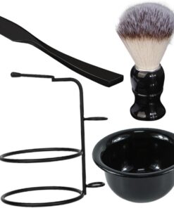 Hemobllo Kit de Afeitado Manual Diseño Ergonómico Brocha de Nylon para Hombre y Maquinilla de Aleación de Zinc y Cuenco para Espuma Adecuado para Celebraciones Laborales