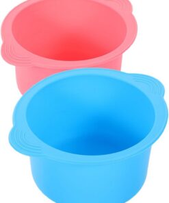 Recipiente de Silicona para Depilación 400 Ml, Resistente a Altas Temperaturas, Antiadherente, 2 Unidades (rosa y Azul), Compatible Máquinas Calentadoras de Cera para Tratamientos