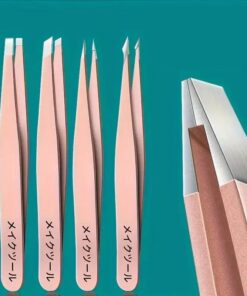 Juego de 4 pinzas de precisión de acero inoxidable para depilación de cejas y facial, astillas, puntos negros, punta inclinada, punta angular, punta puntiaguda, herramientas de depilación para mujer