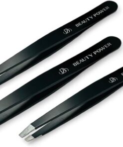 Beauty Power Pinzas para el vello facial de mujer, pinzas de ultra precisión para mujeres y hombres, pinzas inclinadas afiladas para cejas, depilación encarnada. Desplumador profesional, acero