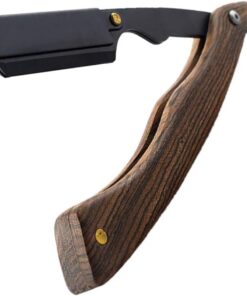 OUNONA Soporte de Afeitado Estilo Retro de Madera y Acero Inoxidable Diseño Ergonómico y Triple Capa sin Cuchilla para Barba y Bigote