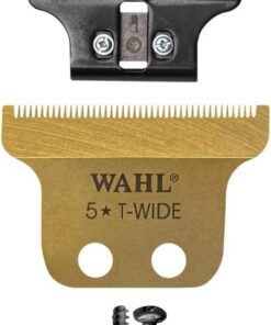 WAHL Gold Detailer T-wide Blade, 0.4mm, ajustable a 0, Afilado de precisión, Cuchillas de repuesto, recorte Detalles, Titanio, Recubrimiento DLC, Oro, 5-Star Detailer, Cordless Detailer Li | Compatible con: Detailer 5-Star Detailer and Cordless Detailer Li (estándar / negro)
