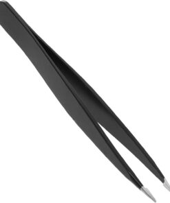 ULTECHNOVO Pinzas Herramienta Precisa de Acero Inoxidable Negras Punta Fina para Depilación Facial y Vello Encarnado para Uso en Casa y Salones Profesionales