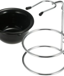 Ciieeo Kit de Afeitado para Hombre con Soporte para Brocha y Taza de Afeitar de Abs Negro, Borde Liso y Cuenco Conveniente para Baño Color Aleatorio