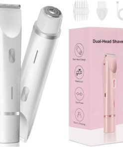 Recortadora de bikini para mujer, afeitadora de bikini de doble cabeza 2 en 1 y afeitadora corporal, maquinilla de afeitar eléctrica inalámbrica e impermeable para mujeres, depilación indolora con