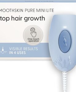SmoothSkin Pure Mini Lite IPL Blue Dispositivo de depilación – Depilación láser compacta en casa para mujeres, segura para la cara y el cuerpo, reducción permanente del vello, suave y sin dolor