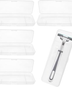 Paquete de 4 cajas de afeitar transparentes blancas para maquinilla de afeitar, contenedor de almacenamiento para sistema de maquinilla de afeitar manual, cubierta de caja de plástico, protector de