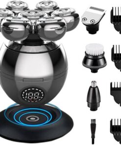 Upgrade 7 Heads - Afeitadora eléctrica 5 en 1 para hombres calvos, maquinilla de afeitar eléctrica multifuncional para hombres, kits de recortadora de pelo recargable inalámbrica de viaje