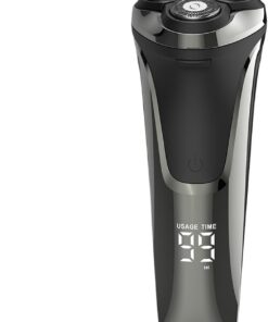 Electric Shaver, 4d Floating Head Rotary Shaver, Wet and Dry Beard Trimmer, Usb Rechargeable, Washable with Digital Display, Travel Electric Razor for Men, 2.28x2.29x6.18 Inches