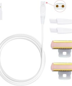 Cable de carga USB para mujer con cabezal de repuesto y recortadora de afeitadora, compatible con acabado táctil, cuerpo impecable, recargable, con 2 cepillos de limpieza