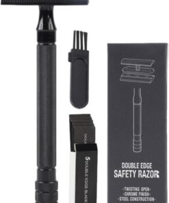 Ciieeo Maquinilla de Afeitar Manual de Metal Doble Filo, Aleación de Aluminio y Acero Inoxidable, Fácil de Limpiar Agarre Antideslizante para Uso en Casa y Viajes