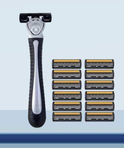 1 maquinilla de afeitar de seguridad de acero inoxidable con 12 cuchillas intercambiables: ideal para depilación corporal, duradera y fácil de usar